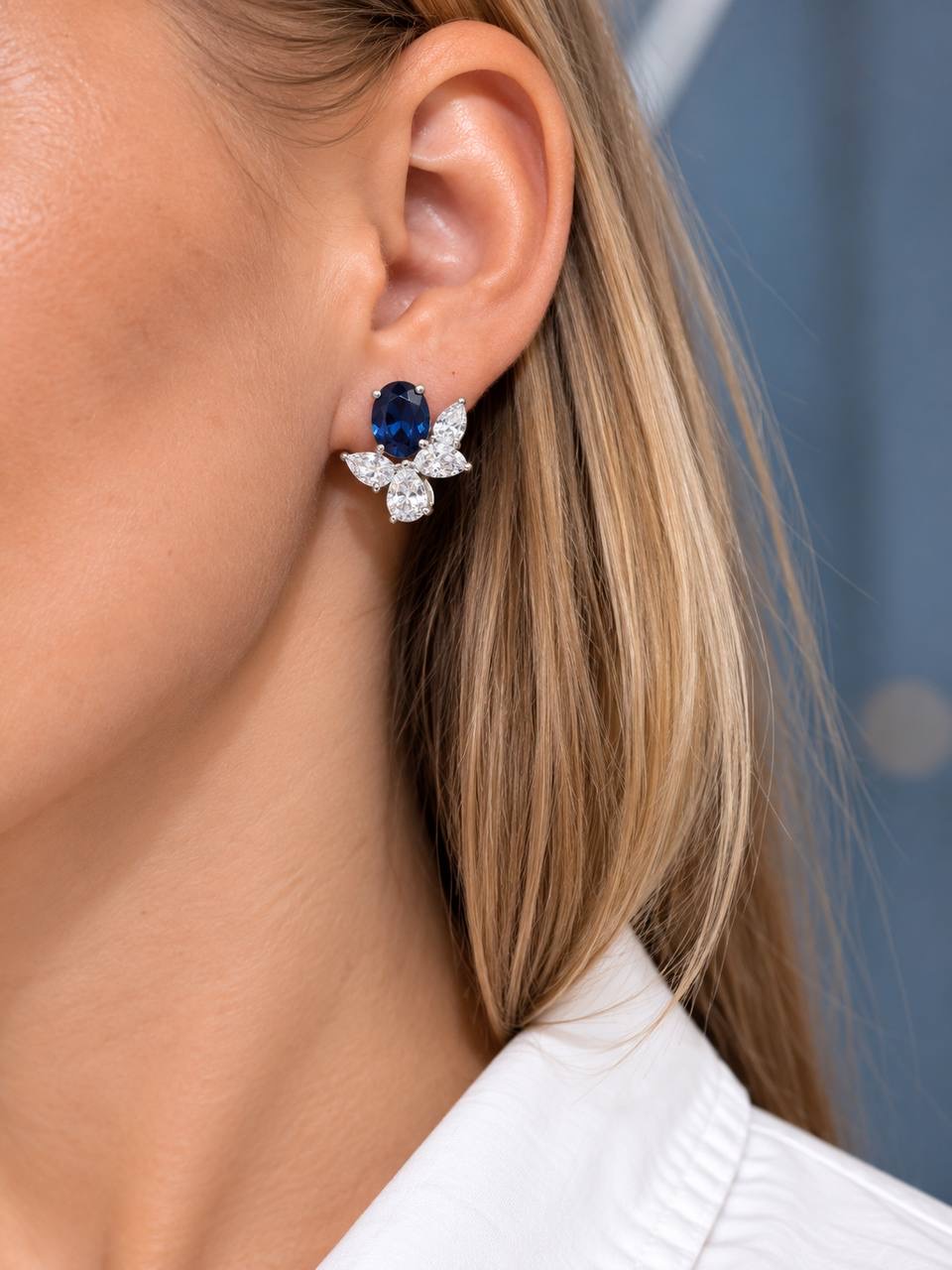 Sapphire Papillon Studs